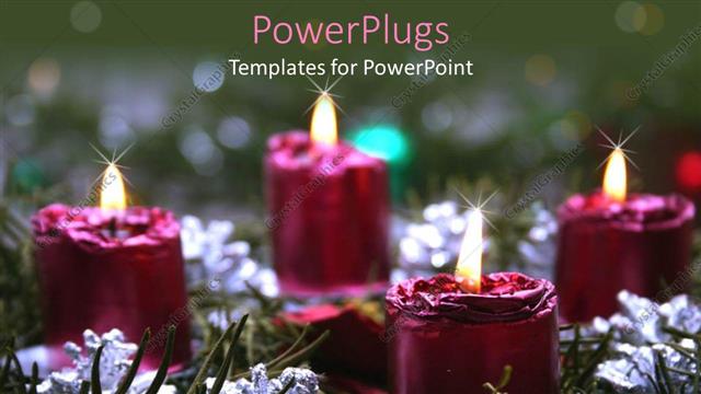  Presentation with candles - Lots of lit purple colored candles on a grass field