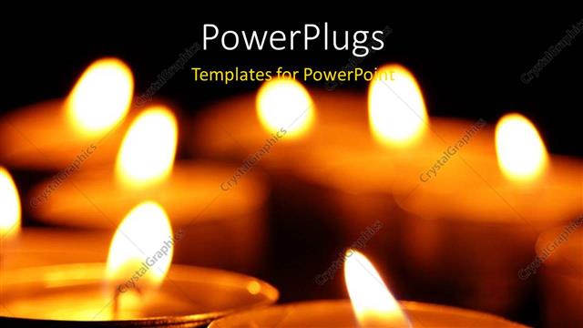  Presentation with lit candles - Lots of lit scented candles on a black background