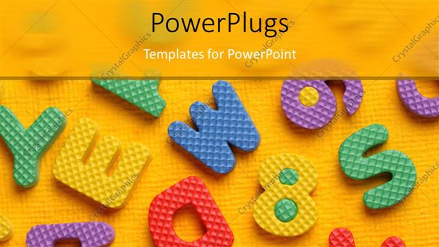  Presentation with alphabet - Lots of multi colored alphabets on a yellow background