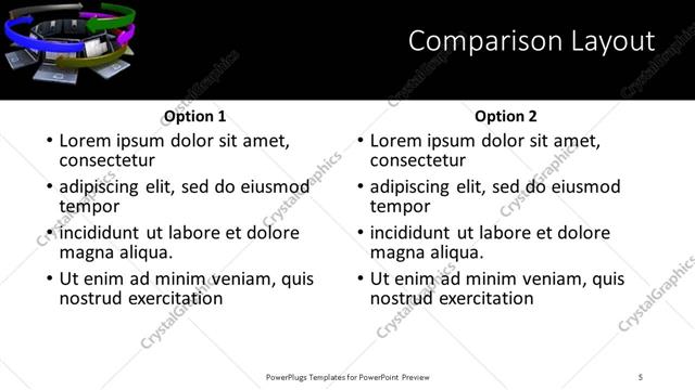 Comparison presentation slide layout