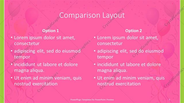 Comparison presentation slide layout