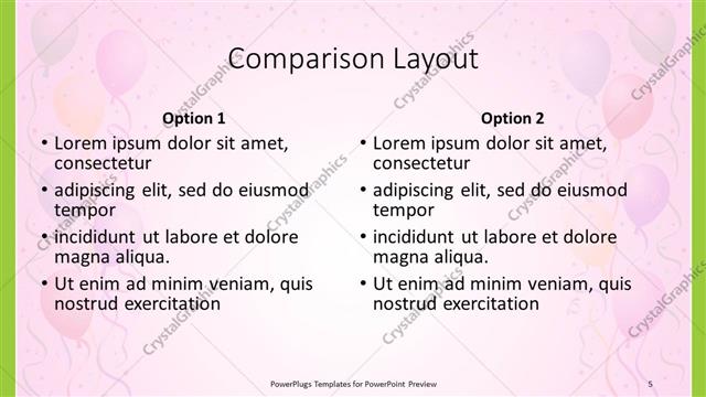 Comparison presentation slide layout