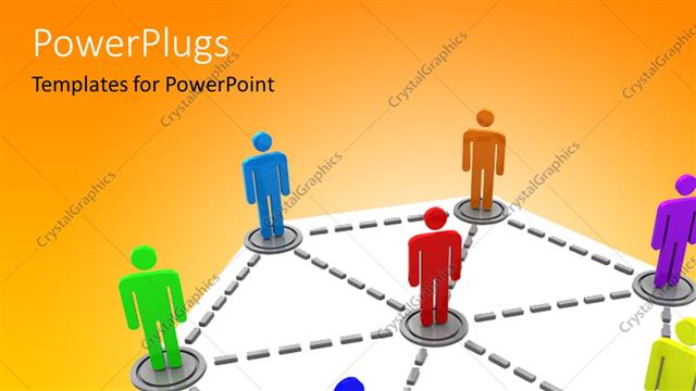  Presentation with interconnected - Lots of multi colored characters standing on an interconnected board