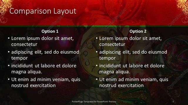 Comparison presentation slide layout