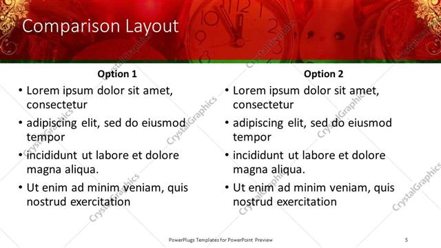 Comparison presentation slide layout