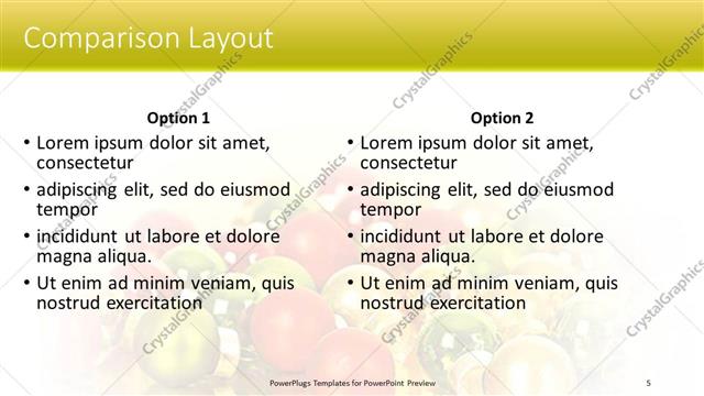 Comparison presentation slide layout
