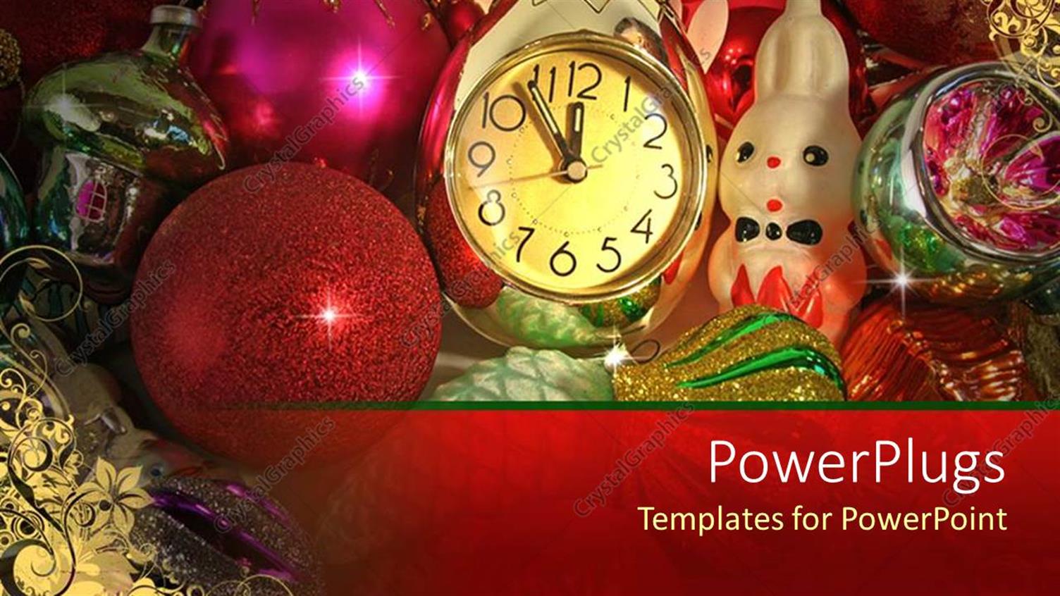 Featuring Lots of Multi Colored Christmas Balls, Gifts  and Ornaments