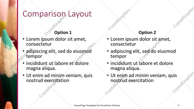 Comparison presentation slide layout