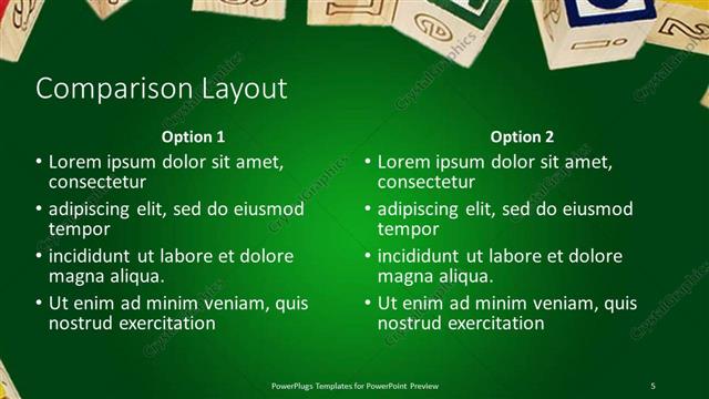 Comparison presentation slide layout