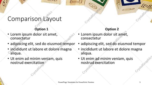 Comparison presentation slide layout