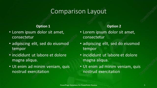 Comparison presentation slide layout