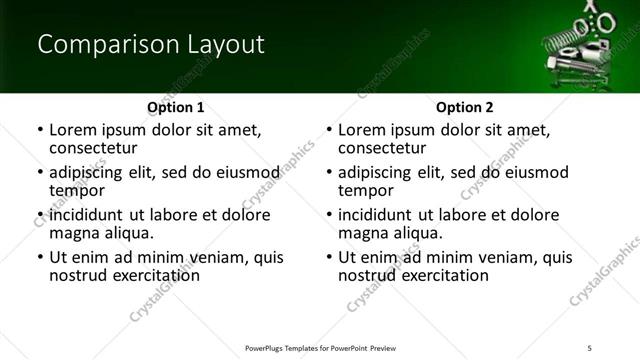Comparison presentation slide layout