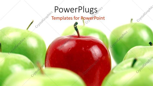  Presentation with green apples - Lots og green apples with   a green one in the center