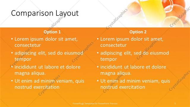 Comparison presentation slide layout