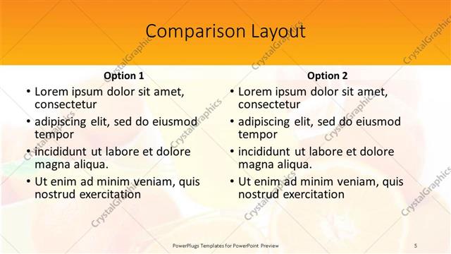 Comparison presentation slide layout