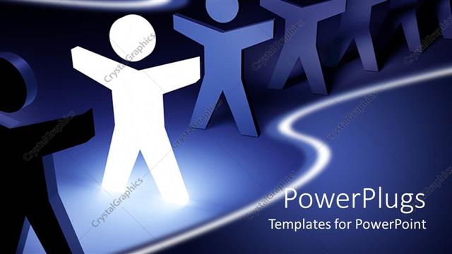  Presentation with paper line - Lots of paper cut 3D human characters on a straight line