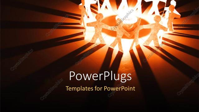  Presentation with paper - Lots of paper cut human characters standing round  burning flame