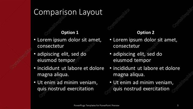 Comparison presentation slide layout