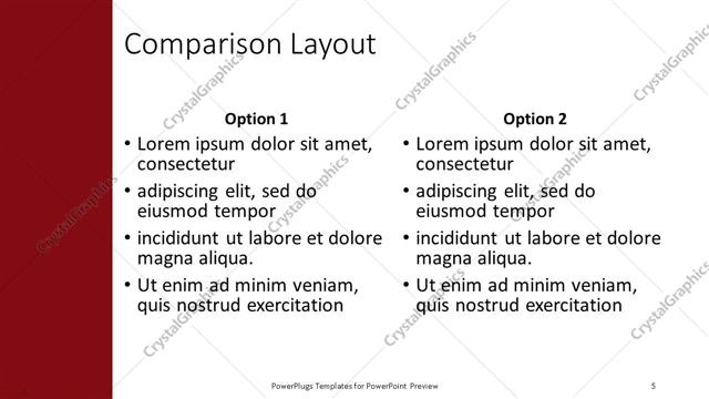 Comparison presentation slide layout