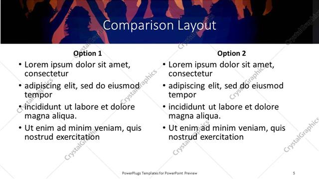 Comparison presentation slide layout