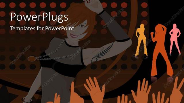  Presentation with orange colored - Lots of people dancing on an orange and black colored background