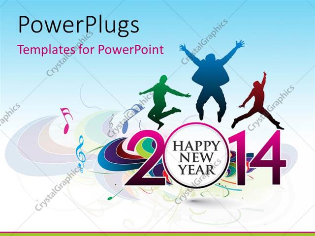 PowerPoint Template: lots of people jumping over text that spells out
