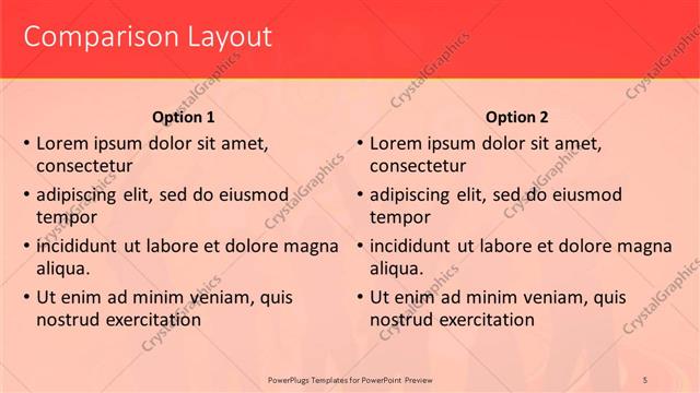 Comparison presentation slide layout