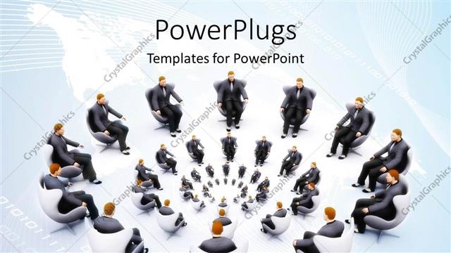  Presentation with chairs - Lots of people sitting on white chairs in circles