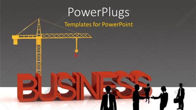  Presentation with building - Lots of people with a text that spells out the word 