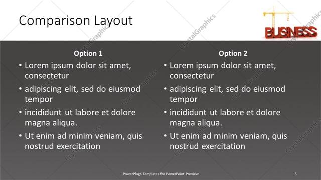 Comparison presentation slide layout
