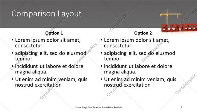Comparison presentation slide layout