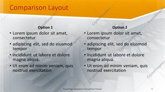 Comparison presentation slide layout