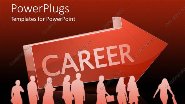  Presentation with career - Lots of people walking beside a big red arrow with a Career text