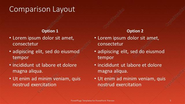 Comparison presentation slide layout