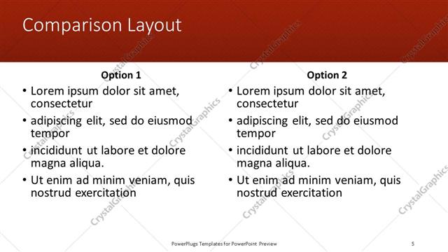 Comparison presentation slide layout