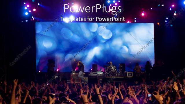  Presentation with rock - Lots of people waving their hands at a musical concert