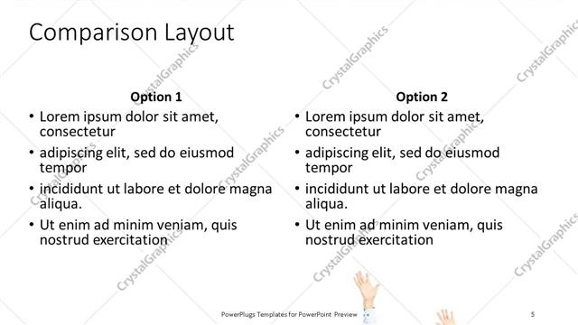Comparison presentation slide layout