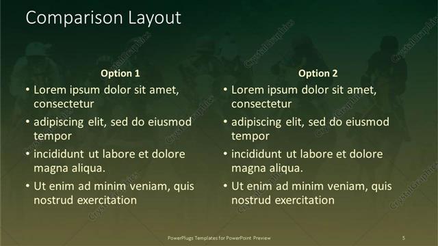 Comparison presentation slide layout