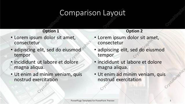 Comparison presentation slide layout