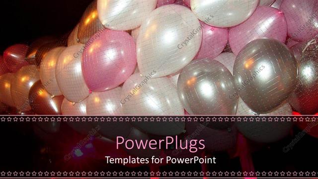 Presentation with balloons - Lots of pink, white, and silver colored party balloons