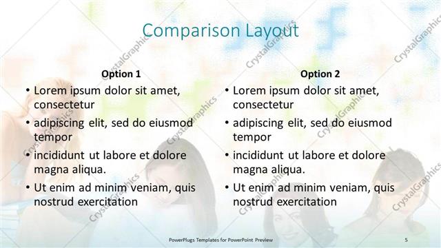 Comparison presentation slide layout