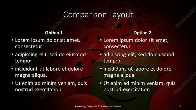 Comparison presentation slide layout