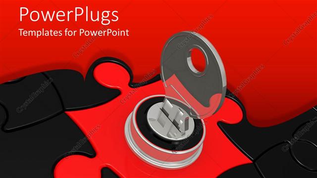  Presentation with red puzzle - Lots of red and black colored puzzle pieces with a key