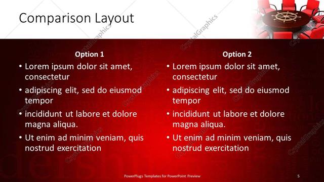 Comparison presentation slide layout