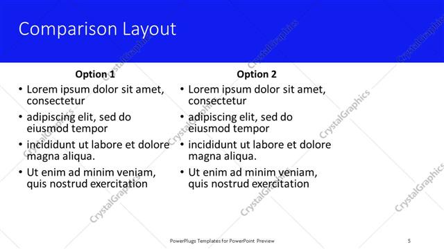 Comparison presentation slide layout