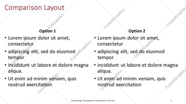 Comparison presentation slide layout