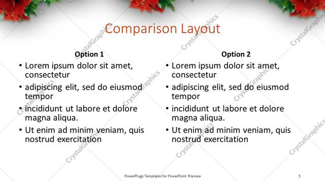 Comparison presentation slide layout