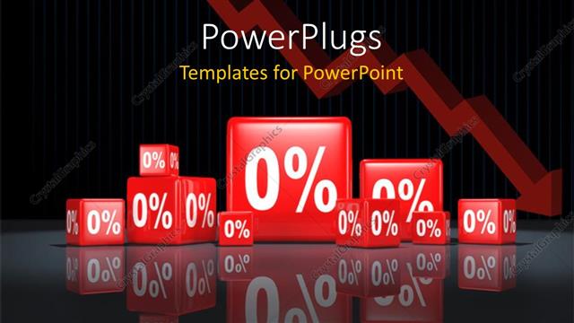  Presentation with percent - Lots of red colored cubes with figures that spell 