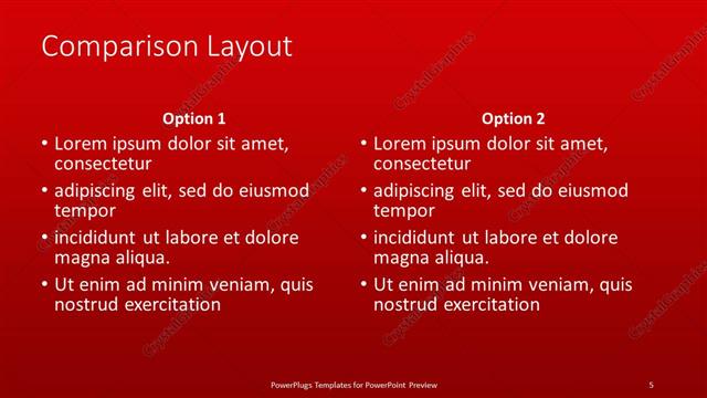Comparison presentation slide layout