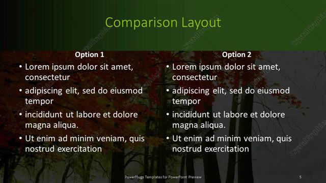 Comparison presentation slide layout